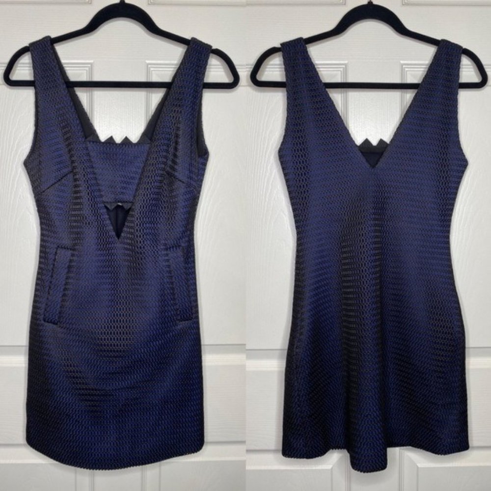 Self-Portrait Navy Black Mesh Sleeveless Mini Dress With Cut Out
